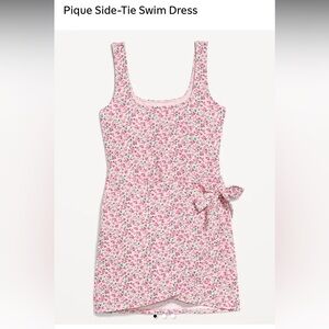 Pink Floral Pique Side-Tie Swim Dress (Old Navy)